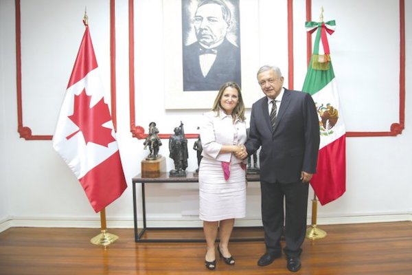 Freeland y Obrador. Foto: Cortesía