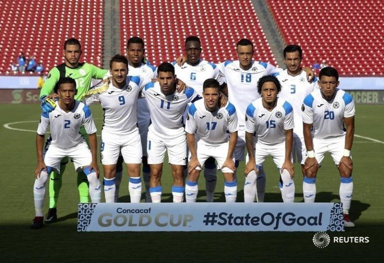 LYNXMPEG96054.jpg,Foto de archivo de jugadores de selección Nicaragua antes de un partido ante Haití en la Copa Oro 2019. Estadio Toyota, Frisco, Texas, EEUU. 20 de junio de 2019.
CREDITO OBLIGADO USA TODAY/Kevin Jairaj; Crédito: Array, Reuters